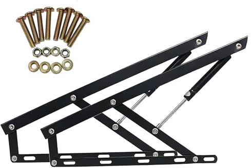 2Pcs Heavy Duty Gas Spring Hinges for Bed Boxes, Storage Box Bed Lifter, Sofa Folding Spring Hinge, Folding Bed Box Hinge, Tatami Supports Gas Strut Hydraulic Rod, Furniture Hinge Kit(Black,800mm)