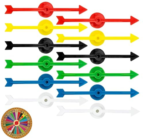 DHWEKU 12 Stück Pfeil Spiel Zeiger Spinner, 10cm Kunststoff Pfeil Spinner, Brettspiel Spinner, Pfeil Spinner Set aus Kunststoff, Für Spiele und Unterricht (6 Farben)