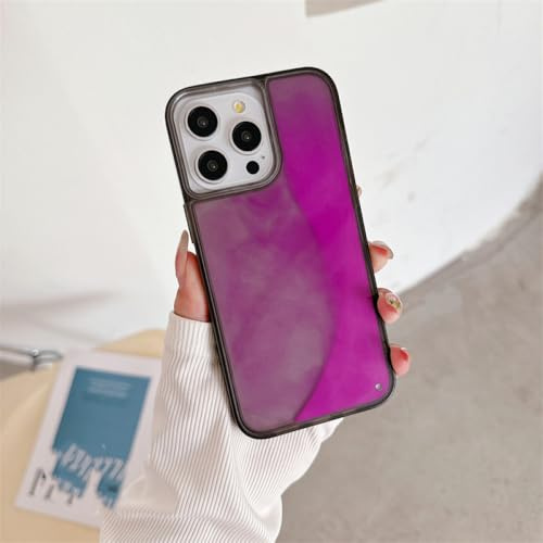 FORLUZ Farbiger leuchtender Treibsand für iPhone 13 14 15 Pro Max, im Dunkeln leuchtende Flüssigkeitsabdeckung, glänzende Funkelnde Luxus-Shell-Telefonschutzhüllen, Farbe D, für iPhone 13
