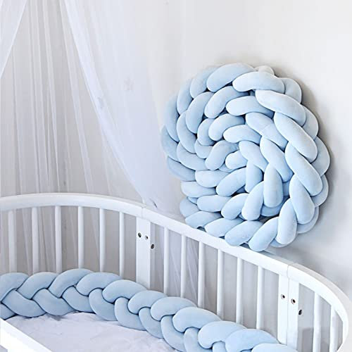 Homesally Baby Seitenschläferkissen Bettschlange, Weiche, Hautfreundliche Geflochtene Seitenkissen, Ideal Zum Verschenken und Dekorieren,Blau,3.5M