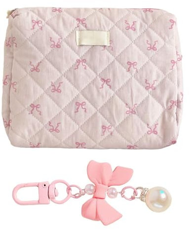 1 Pochette Et 1 Pendentif Nœud, Grand Sac De Rangement, Trousse De Toilette Portable, Jolie Trousse À Cosmétiques, Accessoires De Voyage