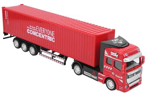 Container Truck Model, 1:48 Modello di Auto di Alta Simulazione Lega Container Camion Giocattolo con Funzione di Retrazione per Bambini Collezione (Rosso)