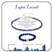 ZENGSING Elastischer Naturstein Ring, Naturstein Armband für Damen, Perlen Elastische Ring Kugelarmband Set, Ring Elastisch Damen Verstellbar Edelstein Armband für Damen Mädchen (Lapislazuli)