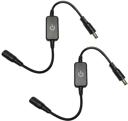 iNextStation Interruttore touch dimmer per strisce LED 2835 5050 3535, DC 12 V-24 V, controller dimmer LED (non per RGB), gamma di luminosità 0-100%, 5,5 mm x 2,1 mm maschio su cavo (2 pacchetti)