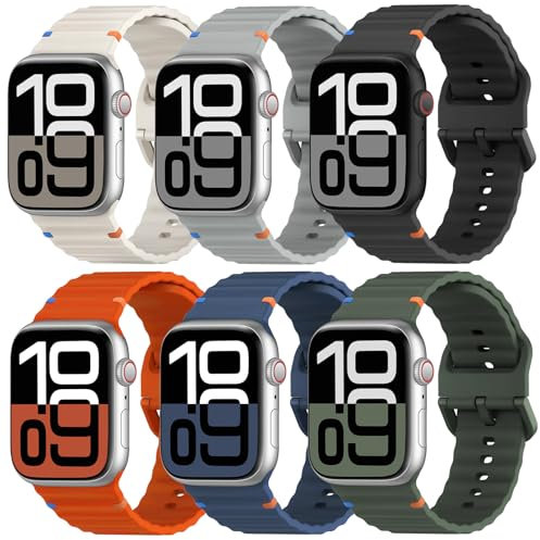 Cinturino sportivo per Apple Watch Ultra 2/Ultra 49 mm, 46 mm, 45 mm, 44 mm, 42 mm, 41 mm, 40 mm, 38 mm, cinturino per iWatch unisex e donna, cinturino impermeabile in morbido silicone per Apple Watch