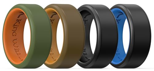King Will Alliances en silicone pour homme, ajustement confortable de 8 mm avec design unique de rainure intérieure, bagues de fiançailles en caoutchouc pour un usage quotidien et les activités