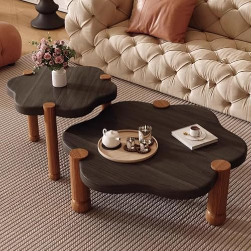 WEIDPHL Table Basse en Forme De Pétale, Table D'appoint Ronde Et Épaisse, Table Centrale avec 3 Pieds De Support Robustes, Ensemble De Table À Thé pour Salon