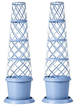 Garden Gear Plant Pot Tower Planter & Flower Climbing Frame, Height 130cm, Weather-Resistant in Mayan Blue or Pistachio Green (2, Mayan Blue)