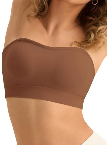 SHARICCA Reggiseno senza spalline da donna senza ferretto, senza cuciture, senza spalline, push up, senza cuciture, senza cuciture, con reggiseno imbottito in silicone antiscivolo