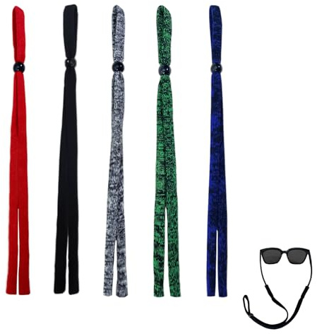 5 Pcs Glasses Straps Set, Sunglasses Neck Strap, Adjustable Eyewear Retainer Soft Sport Eyeglass Cord Holder, Non Slip Rope for Running Sports Outdoor Activities, Spectacles Retainer for Men & Women