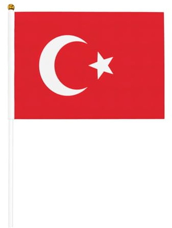 Kleine Mini-Flagge der Türkei, Handflagge, doppelseitig, 14 x 20,8 cm