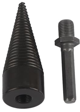 Firewood Drill Bit Wood Log Splitter Carbon Steel Cone Hex Shank Drilling Tool Black for Splitting Logs and Firewood with Electric Drill (32mm)