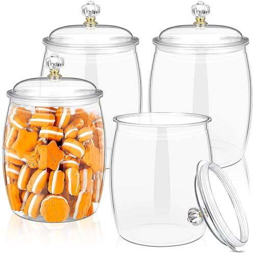 YFNVH Lot de 4 Bonbonnières Plastique 2 L, Bocaux à Bonbons avec Couvercles