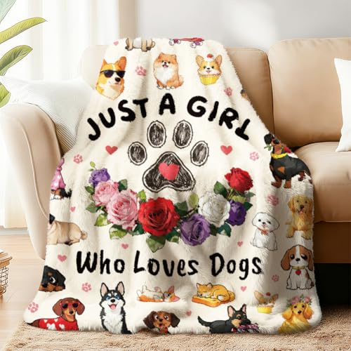 WADORN Hunde Kuscheldecke, 150x130cm Kuschelig Weiche Kuscheldecke Geschenke für Hundeliebhaber Hundebesitzer Frauen Flauschigem Flanell Fleece EIN Süßes Hundegeschenke für Büro Sofa Bett Couch