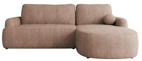 Mirjan24 Ecksofa Loridu für Wohnzimmer mit Schlaffunktion und Bettkasten, Eckcouch, L-Sofa, Polsterecke, abgerundete Kanten (Coral 45, Seite: Rechts)