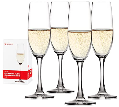 Spiegelau 4720175 Salute Sparkling Champagne Flute Glasses(Set of 4), Clear