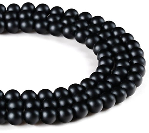 Onyx Halbedelstein Schwarz Perlen Poliert und Matt Set Halbedelstein 1 Pack, 4/6/8/10 mm Perlenstrang Perlenkette (8mm Rund Matt)