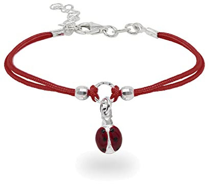 inSCINTILLE Braccialetti Bambina con Filo Cerato e Charm in Argento 925, Girotondo Bracciale Bambina e Bambino (Coccinella Rossa)