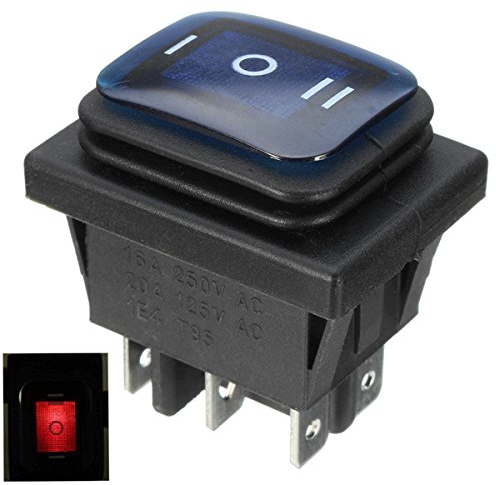EsportsMJJ Interruptor De Eje De Balancín 16A 250V 3 Posición 6 Pin Interruptor De Eje De Balancín Impermeable con La Luz De La Lámpara - Azul