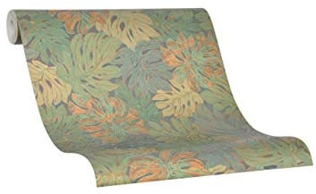 marburg Tapete Grün Gold Floral Floral Pflanze Blätter Blatt für Schlafzimmer Wohnzimmer oder Küche Made in Germany 10,05m x 0,53m 30434