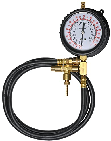 SW-Stahl 26073L-M Manometer mit Schlauch, 0-8 bar I Präzisionsmanometer I Druckmessgerät mit Schlauch I Manometer für Druckluft I Mechanisches Druckmessgerät