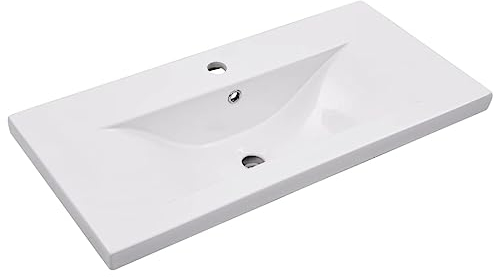 vidaXL Einbauwaschbecken Waschbecken Einbau Einsatz Waschtisch Aufsatzwaschbecken Waschplatz Handwaschbecken 81x39,5x18,5cm Keramik Weiß
