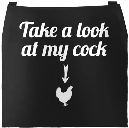 MoonWorks® Grill-Schürze für Männer mit Spruch Take al look at my cock Baumwollschürze Küchenschürze schwarz unisize