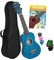 CASCHA - Set ukulele soprano, per bambini e adulti, con 3 plettri, custodia per libri di apprendimento tramite codice QR, accordatore Aquila, corde in nylon, piccola chitarra hawaiana, blu