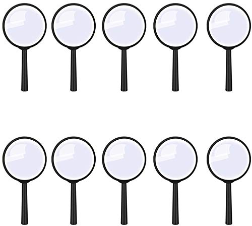 Eterspr 10 PCS Schwarze Lupen Set für Kinder, Handlupe aus Kunststoff, für Vergrößern Sie das Bild, um es zu sehen, Studenten zu Studieren, Kinder Detektivforscher
