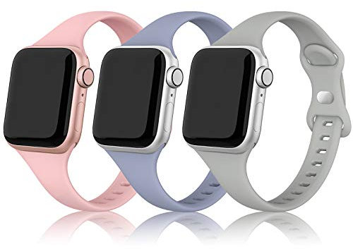 PARMPH Correa deportiva compatible con Apple Watch de 38 mm, 40 mm, 42 mm, 44 mm, delgada, pequeña pulsera de repuesto compatible con iWatch Series 6 5 4 3 2 1 SE Sport Edition mujeres y hombres
