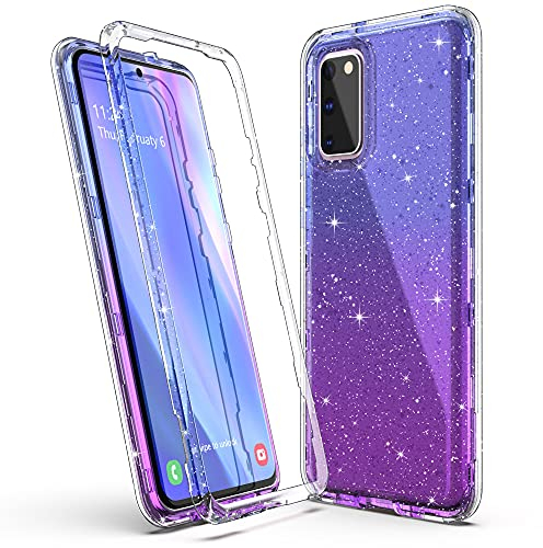 ULAK Handyhülle für Samsung Galaxy S20 FE Hülle Glitzer Durchsichtig Schutzhülle TPU Bumper Transparent Stoßfest Case Cover für Samsung Galaxy S20 FE 6,5 Zoll - Lila Blau