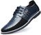 Zapatos de Casual Cordones Mocasines Clásicos de Cuero Oxford con para Hombres Negocios Conducir Informal Zapatillas Deportivas Cómodas（Azul,40 EU