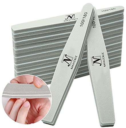 Nail Buffers Blocks Sponge Nail File and Buffer for Nail Art Care Double Sides Designed 100/180 Grit Professional Manicure Nail Tools Pack of 10Pcs Color Gray