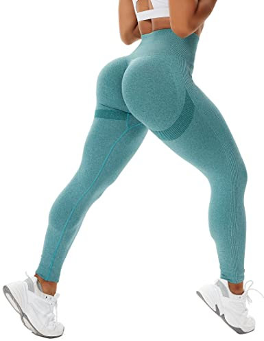 STARBILD Leggins Sportivi da Donna Push Up Sexy, Pantaloni Palestra Vita Alta Scrunch Butt, Seamless Calzamaglie per Yoga Fitness, F5790 Push Up Verde Scuro XS
