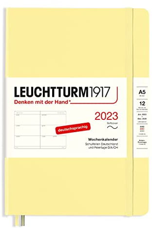 LEUCHTTURM1917 365747 Wochenkalender, Softcover, Medium (A5) 2023, 12 Monate, Vanilla, Deutsch