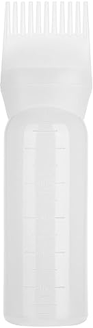 Flacon applicateur d'huile capillaire, flacon applicateur de peigne de racine de 160 ml Bouteille d'huile légère pour cheveux pour le traitement du cuir chevelu essentiel et la (Blanc)