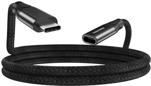 Thsucords Cable de Extensión USB C 100W 0,3M, 10Gbps Alargador USB C 3.2 Macho a Hembra Carga Rápida 20V/5A y Transferencia Datos Type C Soporta Transmisión de Vídeo 4K@60Hz
