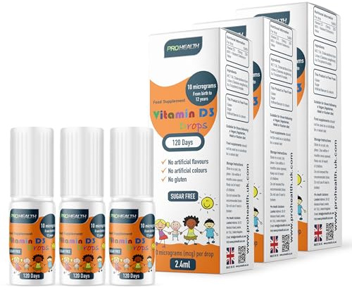 ProHealth 10 UG 120 Drops- Daily Vitamin D3 Supplement for Infant and Young Children (Pack of 3)