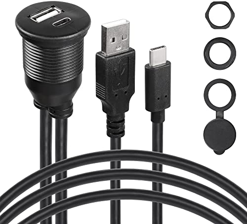SinLoon Dual USB 2.0 Câble de Montage encastré 3ft 2 Ports USB C et USB A 2.0 Câble d'extension de Montage encastré pour Voiture, Camion, Bateau, Moto, Tableau de Bord