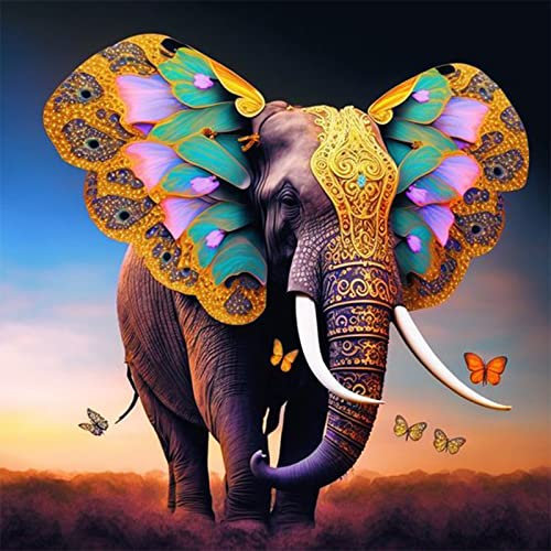 EOBROMD Diamond Painting Elefant, DIY 5D Diamant Painting Bilder Erwachsene, Diamond Painting Set Erwachsene Kinder Elefant Diamant Malerei für Home Wand Décor (35x35cm)