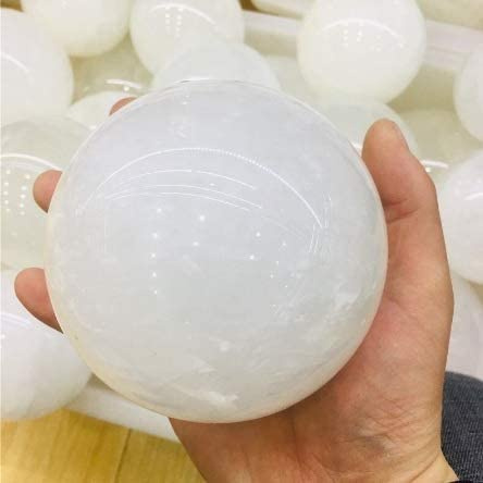 TENET - SELENITE pietra minerale per cristalloterapia guarigione meditazione (SELENITE SFERA 8 CM)