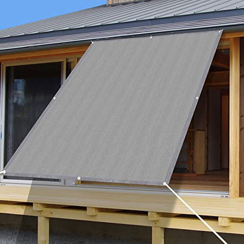 Toile Ombrage 3.4 x 3.6 m Protection Solaire en Tissu HDPE Jardin Toile d Ombrage Rectangulaire Kit de Fixation sans perçage pour terrasse Jardin Balcon, Gris