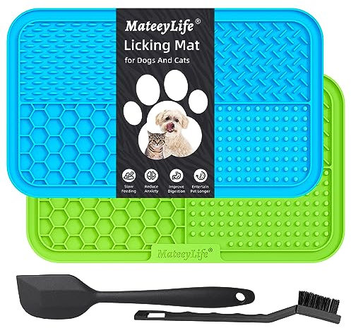 MateeyLife Tapis Gamelle Antidérapant pour Chien Chat avec Ventouses - 2 Pack - Tapis Anti-Anxiété et Léchage - Tapis Mangeoire Anti-Ennui pour Tapis Anti-Glisse Alimentation Humide/Sèche