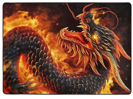 FRGMNT Teppich mit chinesischem Drachen-Motiv, charmanter und vielseitiger Teppich, eine stilvolle Ergänzung für jeden Raum