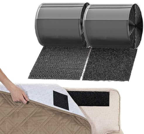 TEUVO 110mm X 6M Klettband Selbstklebend Extra Stark für Stoff Breit Klettverschluss Selbstklebend Klettband zum Nähen Verhindern das Verrutschen von Sofakissen Matratze Topper Befestigung Haus Büro