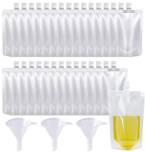BCZR 30 Pièces Boissons Pochettes avec 3 Entonnoirs,Pochettes 500 ML,pour Flacon pour Party Boissons,Cachette Alcool Festival,Sachets De Boissons,pour Festivals, Fêtes, Pique-Niques, Camping