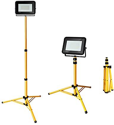 Cecaylie Baustrahler LED mit stativ, 30W Fluter Flutlicht IP66 Wasserdicht 6000K Kaltweiß Scheinwerfer 2550LM Außenstrahler Baustrahler für Baustelle Garage (kein Stecker)