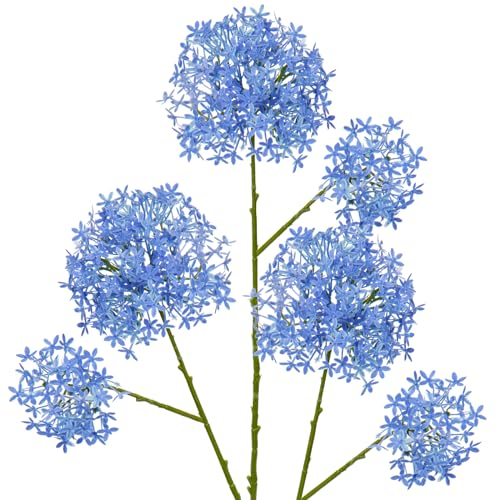 Briful 70CM 3er Set Kunstblumen Wie Echt Künstliche Kronenblumen Calotropis Gigantea Schleierkraut Blaue Kunstblumen Dekorative Gypsophila für Hochzeit Party Frühling Dekoration