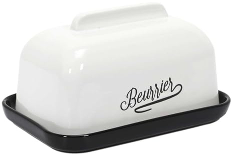 Beurrier en Céramique Coloris Noir et Blanc