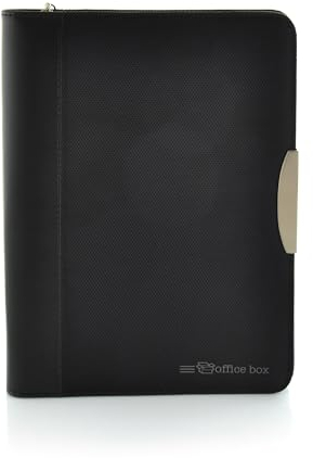 Portefeuille à main Dynamic A5 en cuir Vegan + Cordura - 74568 - Fermeture à glissière, élégante poignée en aluminium, bloc-notes, 8 porte-cartes, classificateur et plusieurs sections by Office Box